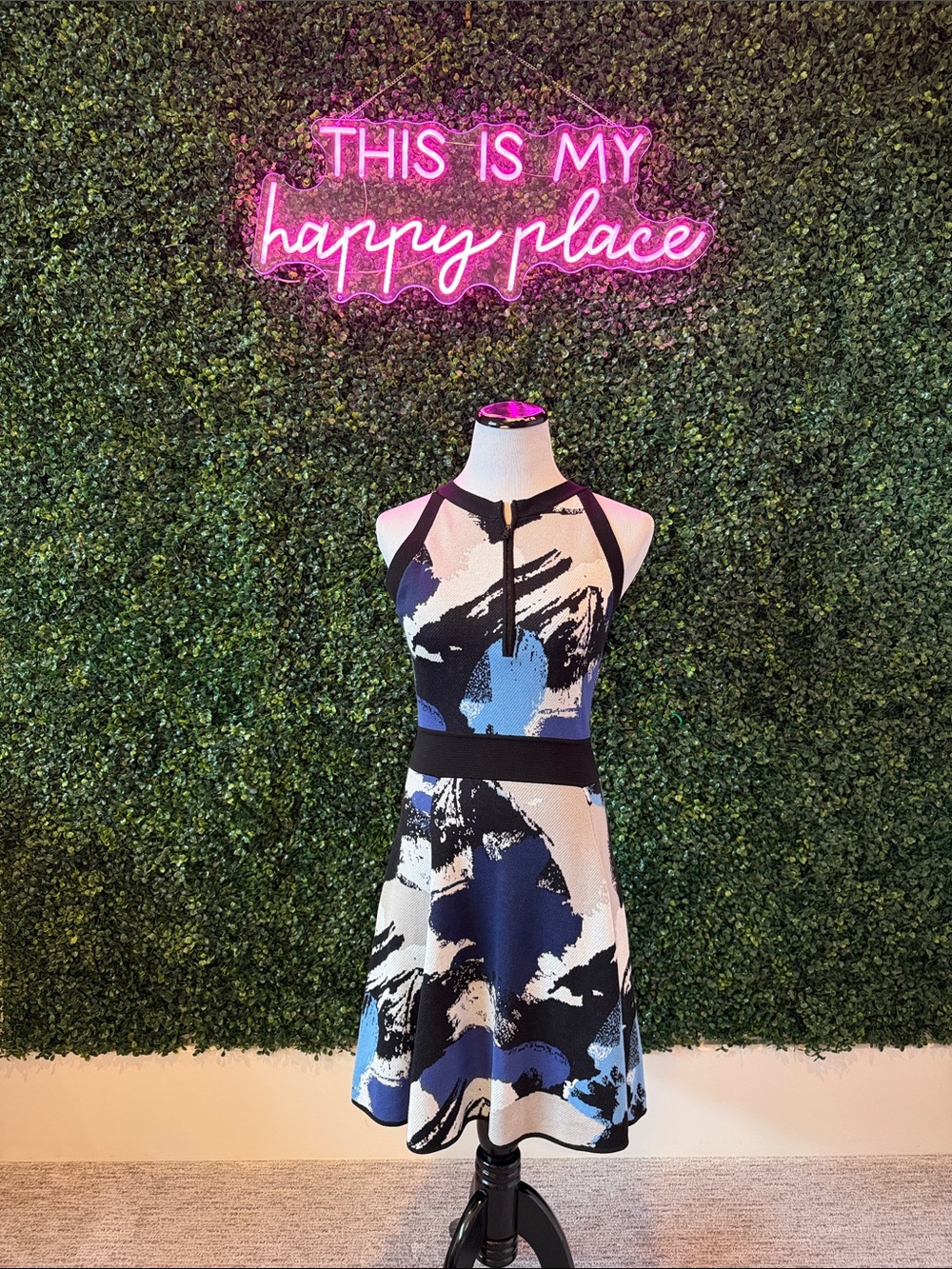 Milly Abstract Halter Fit-and-Flare Dress